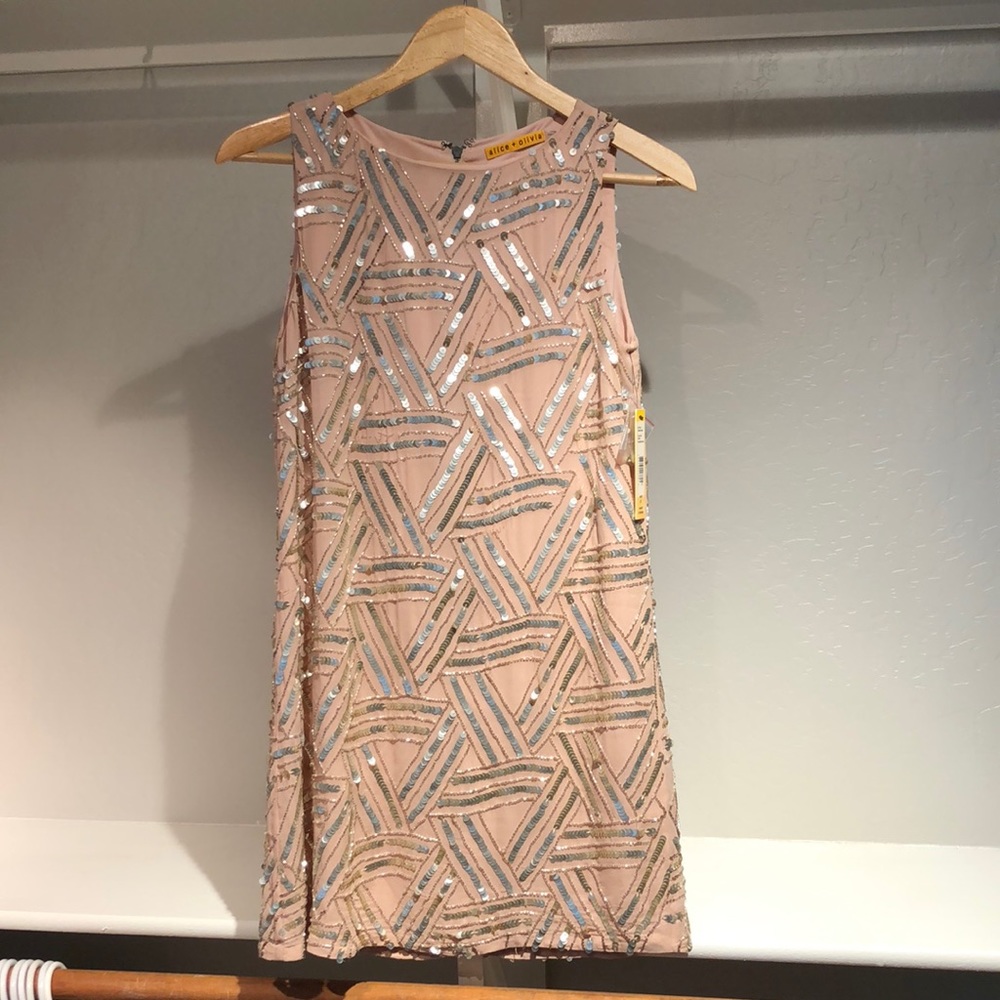 NEW Alice+Olivia ballerina silver sequin dress